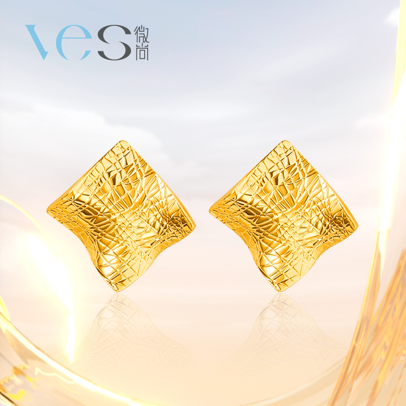 褶皱扭面几何银925耳钉