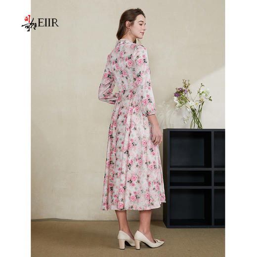 司歌印花雪纺中长连衣裙长袖收腰春A901329X 商品图4