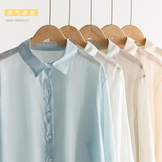 【兰精天丝春夏衬衫】女新款外穿冰凉感防晒服开衫轻薄纽扣莱赛尔外套 商品图3