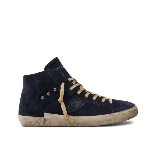 PHILIPPE MODEL 男士绒面革盾牌徽标休闲运动鞋 蓝色 PRHU DF01 商品图0