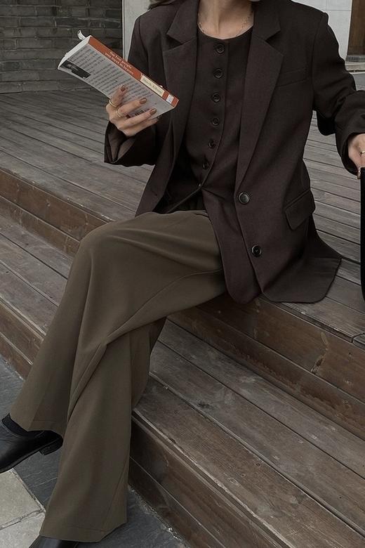 LNNNS 翻领垫肩简约咖色西装外套 15464 商品图2