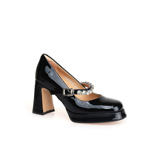 豪麟名鞋迪嘉女鞋玛丽珍鞋牛移膜革DJELA51WP016黑色 商品图0