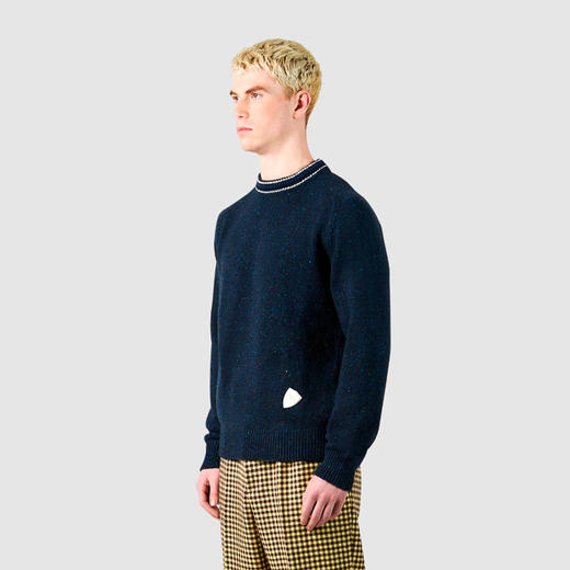PHILIPPE MODEL 男士盾牌徽标贴片混纺羊毛针织衫 蓝色 SWCU M006 49 商品图1