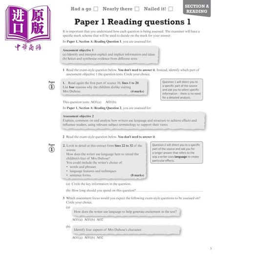 【中商原版】Pearson Revise 培生AQA GCSE英语语言复习练习册 AQA GCSE English Language Revision Workbook 2025 2026 exams 商品图4