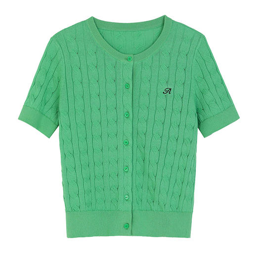 NEELLY纳俪商场同款春季新款显白嫩绿针织衫女修身百搭软糯开衫N25031A01119 商品图3