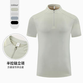 跃牌【PF系列】2025新款半拉链短袖男高弹力专业速干衣跑步健身服男休闲运动T恤61203