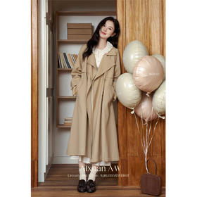 鹿向南「半糖摩卡」卡其色英伦风衣女2025秋季高级感气质长款大衣