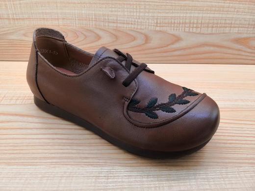 豪行真皮休闲女鞋22392581平底舒适中老年款闰月单鞋 商品图1