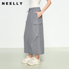 NEELLY纳俪商场同款春季新款休闲工装中长款半身裙女随性长裙N25031E01133