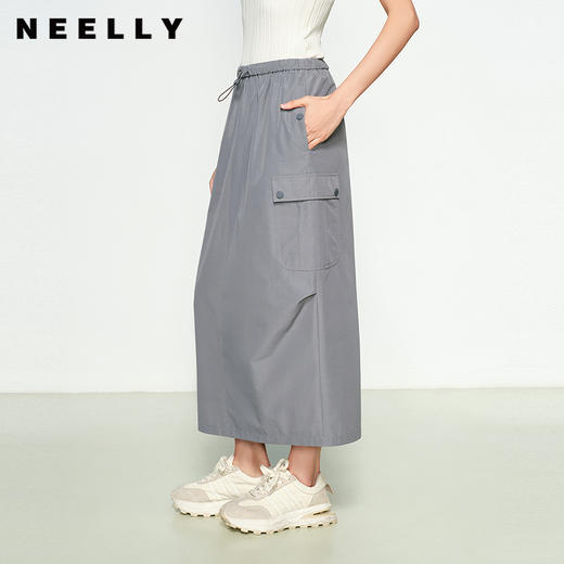 NEELLY纳俪商场同款春季新款休闲工装中长款半身裙女随性长裙N25031E01133 商品图0