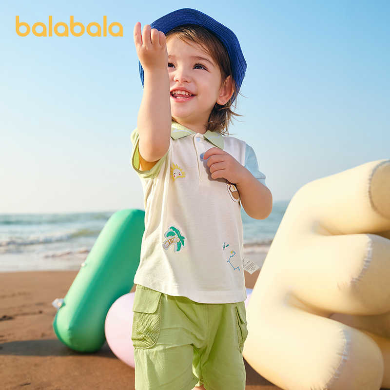 【爆品主推】巴拉巴拉婴儿t恤宝宝上衣男童短袖Polo服2025新款夏装薄凉爽舒适