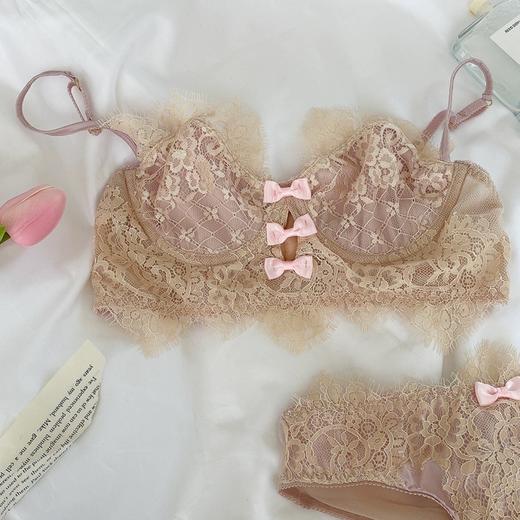 【买一送一！高级蕾丝镂空超薄内衣】高颜值纯欲蝴蝶结超薄内衣，精致蕾丝杯面亲肤透气，大胸显小防下垂聚拢文胸QQ 商品图4