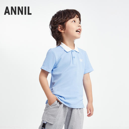 男童翻领短袖针织衫夏季新款安奈儿童装EB521172 商品图2