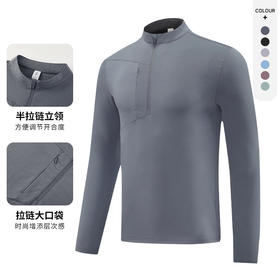 跃牌【PF系列】鸟家户外春秋季新款半拉链立领卫衣男士长袖外套运动打底速干上衣61207
