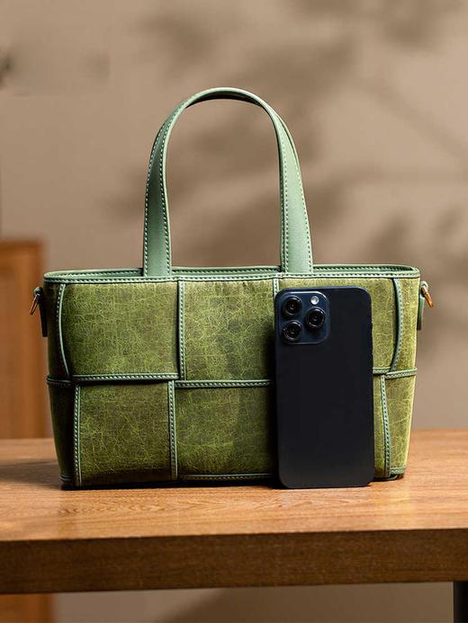 非遗国风包包龟裂纹，桑蚕丝非遗香云纱单肩斜跨手提托特包KM-0211-M1 商品图2