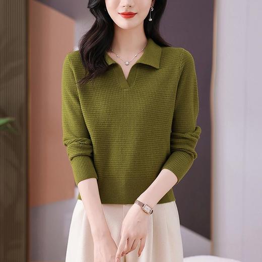 CC-101-56289    polo领打底衫女2025春秋新款洋气内搭长袖薄羊毛针织衫翻领T恤女 商品图1