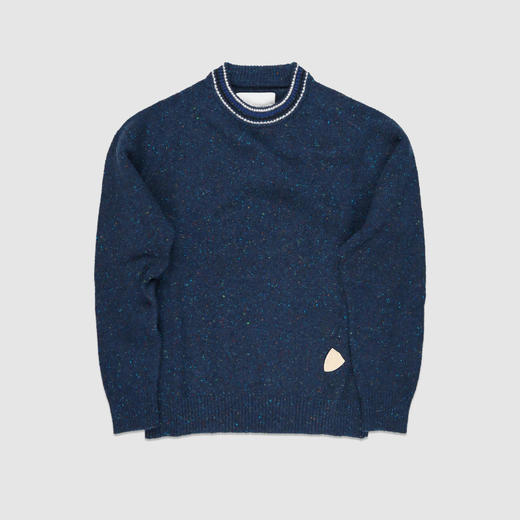 PHILIPPE MODEL 男士盾牌徽标贴片混纺羊毛针织衫 蓝色 SWCU M006 49 商品图0