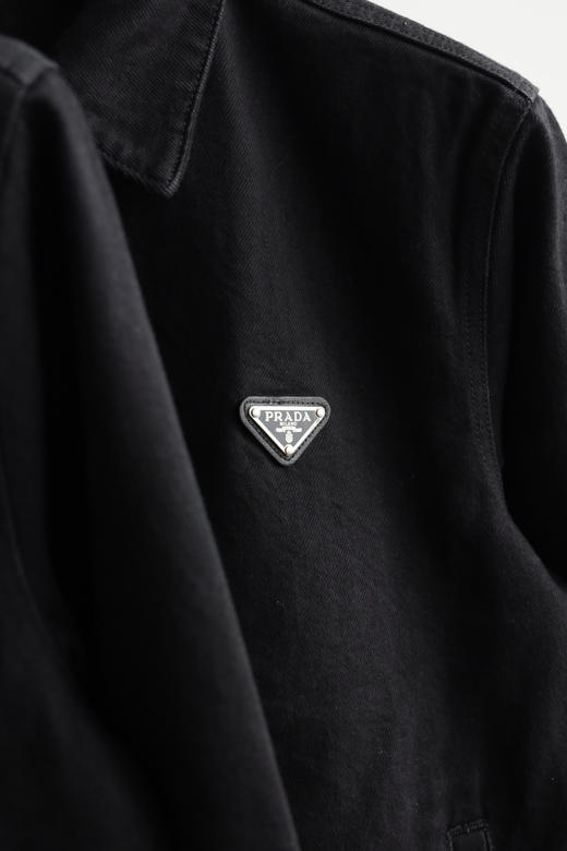 P.R.D 水洗黑色斜纹牛仔布翻领拉链夹克外套WT826 商品图3