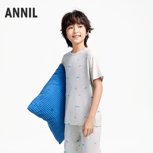 男童短袖莫代尔家居服套装夏季新款安奈儿童装JB521055 商品图2