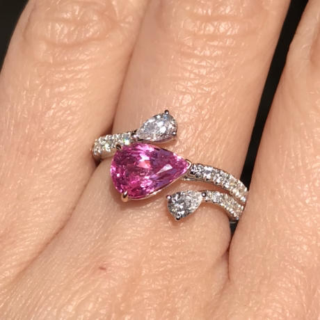 2ct无烧超闪亮无烧帕帕拉恰戒指 商品图5