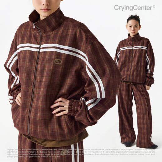 CryingCenter 红棕双杠格纹运动夹克上衣裤子套装 哭喊中心 商品图0