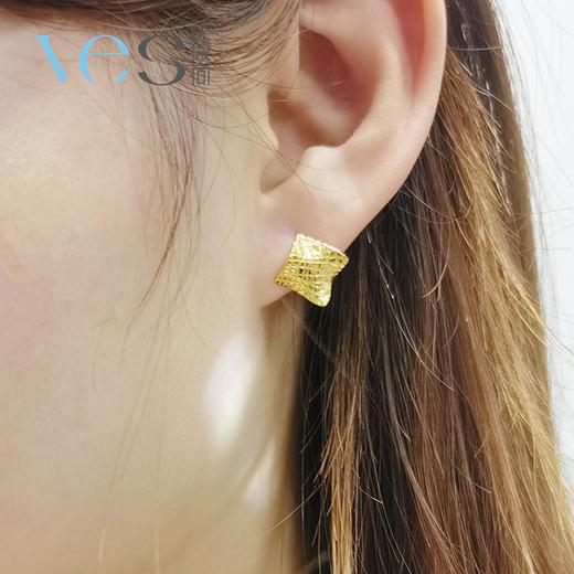 褶皱扭面几何银925耳钉 商品图4