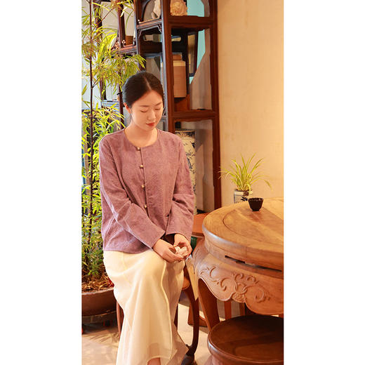 【抖音专属】新中式上衣（25710025紫茎屏风结缘款） 商品图1
