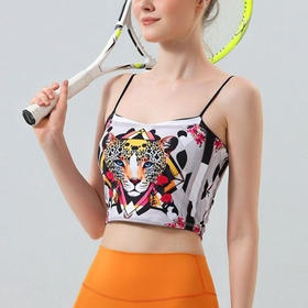 【126元任选2件】跃牌【漫西】系列 新款豹纹印花背心性感运动文胸内衣健身裤瑜伽服套装Y131