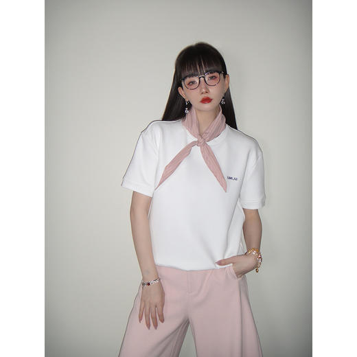 UMILAB【流萤】高克重精棉混纺棉柔亲肤刺绣LOGO百搭宽松T恤T709H 商品图4