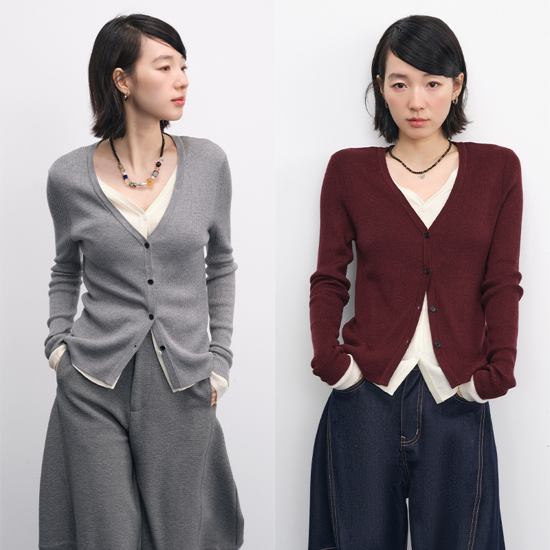 UMILAB【春颂】天丝羊毛软糯亲肤 抗起球撞色假两件针织衫BM852W