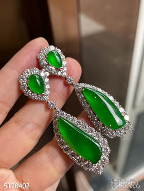 老坑玻璃种帝王绿水滴耳坠【5170402】具体价格微信咨询