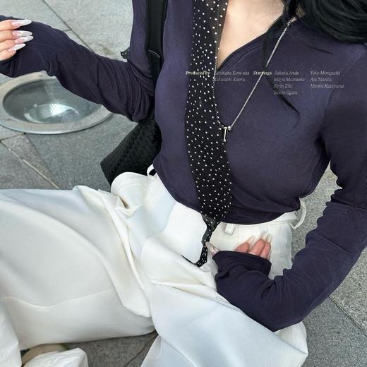 顺丰包邮洛诗琳90838超舒适气质V领纯色醋酸长袖T恤上衣10281 商品图1