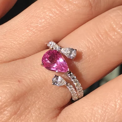 2ct无烧超闪亮无烧帕帕拉恰戒指 商品图0