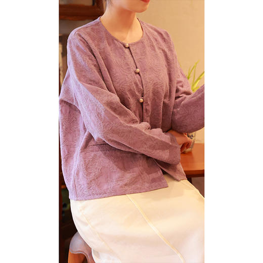 【抖音专属】新中式上衣（25710025紫茎屏风结缘款） 商品图4