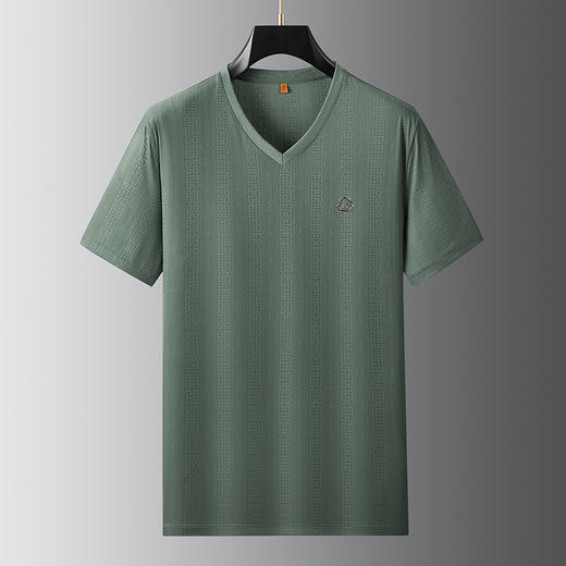 【DWP】大依优型大码V领短袖T恤加肥加大男士大号弹力透气舒适夏季半袖 商品图3