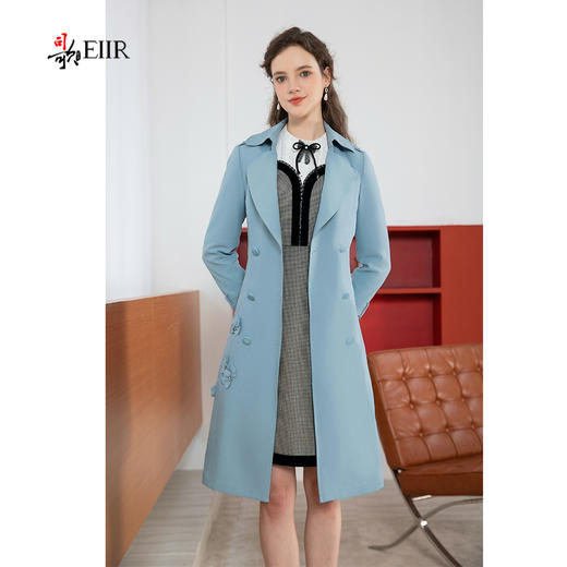司歌刺绣风衣双排扣中长收腰女R901229X 商品图1