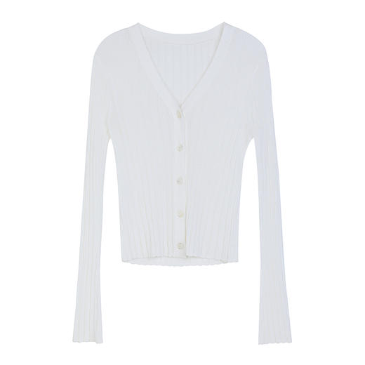 NEELLY纳俪商场同款春季新款圆领纯色针织衫女修身毛衣百搭开衫N25031A01118 商品图3