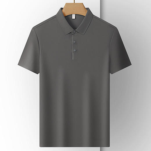 【冰丝】【DKP】大依优型大码Polo衫弹力凉感翻领T恤轻奢休闲纯色短袖男宽松T恤上衣胖子 商品图9