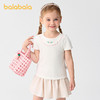 巴拉巴拉童装宝宝短袖女童T恤儿童上衣2025新款夏装正肩内搭绣花 商品缩略图0