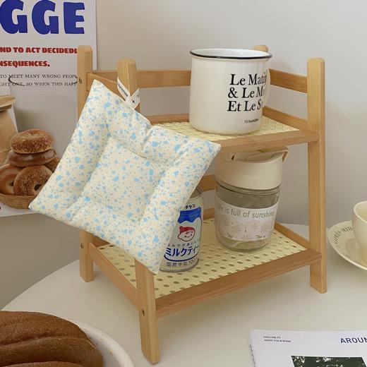 【奶油风藤编置物架，多层设计】奶油风藤编杯子收纳置物架杯架 多层桌面杂物收纳架 宿舍厨房整理架-QQ 商品图2