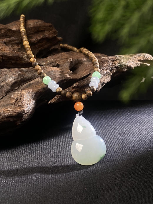 XY0022原创沉香DIY翡翠飘花葫芦挂件 商品图3