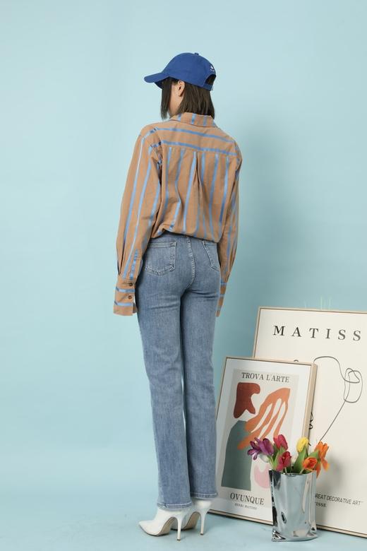 LNNNS 休闲百搭高腰前开衩牛仔长裤 15619 商品图4