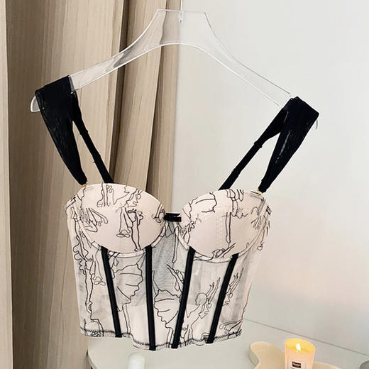 【纯欲撩人，复古刺绣鱼骨抹胸上衣】夏季法式蕾丝鱼骨塑造曼妙曲线，自然承托圆润蜜桃su胸，文胸衣内搭性感吊带出街更自信QQ 商品图7