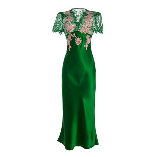 彩色蕾丝微透短袖优雅可外穿真丝长裙 A22105 商品图7