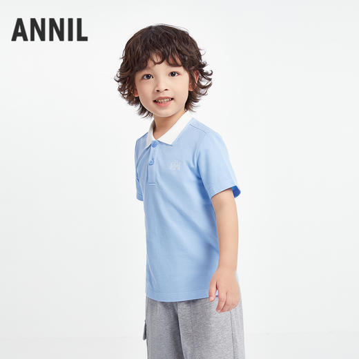 男童翻领短袖针织衫夏季新款安奈儿童装EB521172 商品图1