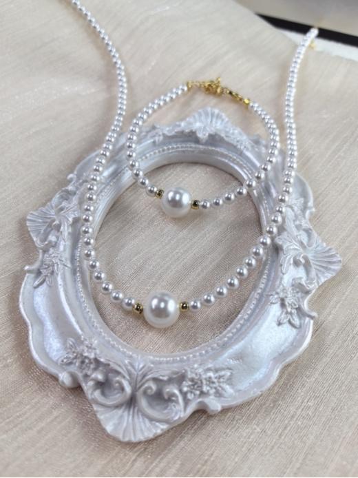 🌸独家新品【天然海贝珠项链手链组合套装】 🎉真的好仙~优雅通勤 真的绝了!🎁仿佛把月光戴在了手腕上💎真的是百搭的存在🛒 商品图0