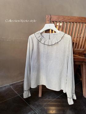 周小姐的故事 | 京都氛围感色织薄棉竖纹衬衫 黑白条纹