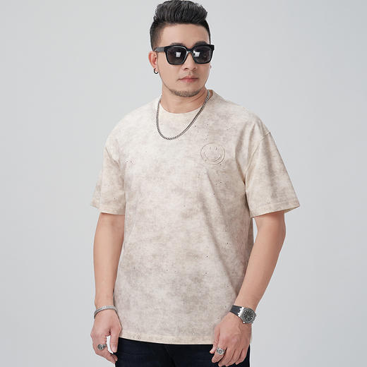 【DMH】大依优型大码男装圆领短袖T恤休闲宽松加肥加大潮流胖子上衣 商品图5