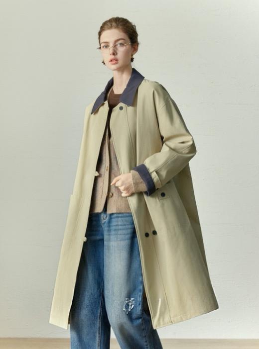 😎【南瓜谷同款】春装甄选棉莱赛尔英伦风宽松拼接风衣女外套： 👏大牌同款 品牌做订单，25春夏新品！🍃英伦范儿风衣~ 商品图2