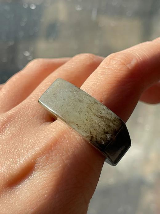 提油黑沁白玉马鞍戒，顺丰包邮 商品图1